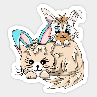 A Bunny and A Kitty Cat Sticker